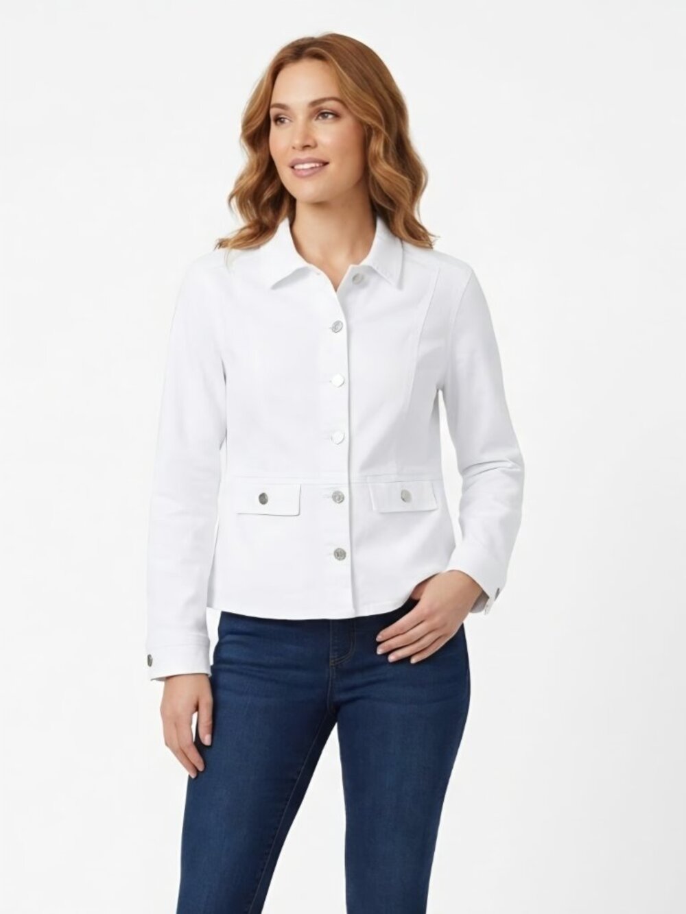Susan Graver White Denim Jacket Size L